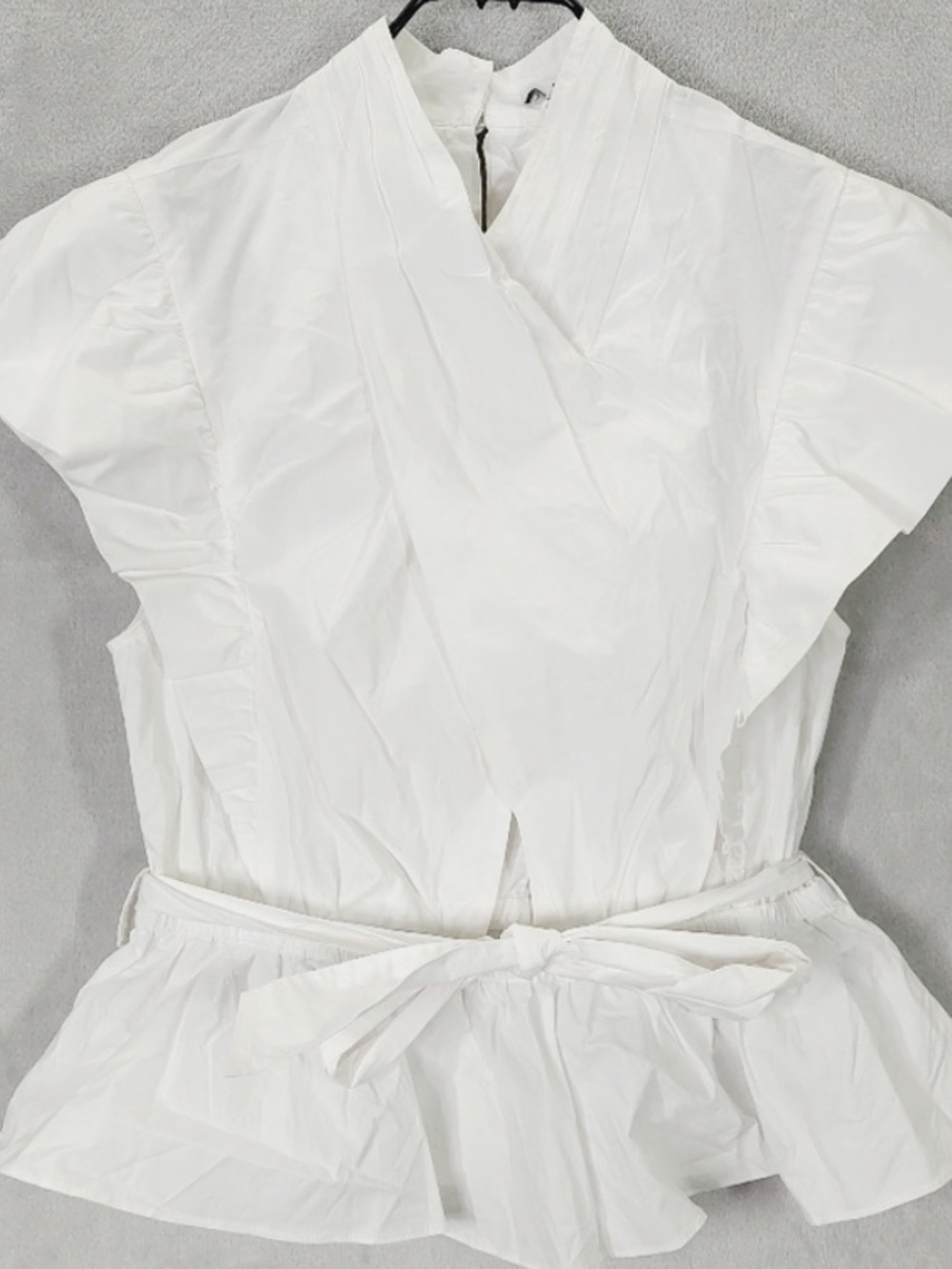 Derek Lam 10 Crosby Brynn Ruffle Wrap White Top Size 6 Like New Elevated Basic - Picture 6 of 16